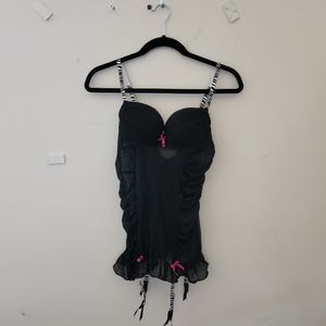 Pretty pink and black lingerie top with zebra straps.